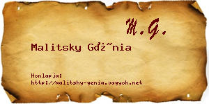 Malitsky Génia névjegykártya